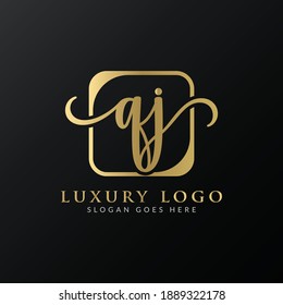 Plantilla de vectores de diseño del logotipo QJ de la carta inicial. Diseño de logotipo de carta QJ de lujo moderno