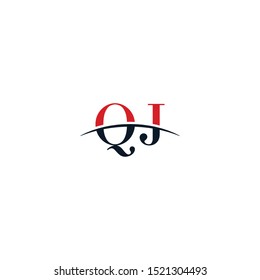 Initial letter QJ, overlapping movement swoosh horizon logo company, logo symbol,logo design initial inspiration in red and dark blue color vector