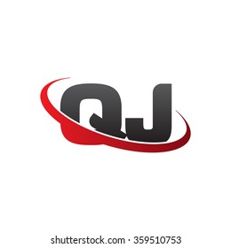 initial letter QJ swoosh ring company logo red black