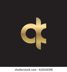 initial letter qk linked round lowercase logo gold black background