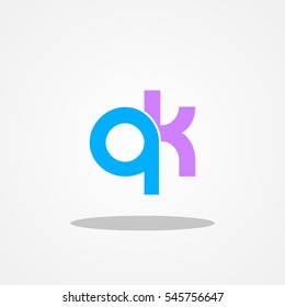Initial letter QK lowercase logo design template blue sea purple