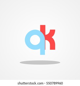 Initial letter QK lowercase logo design template blue sky red