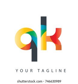 Initial Letter QK Rounded Design Logo