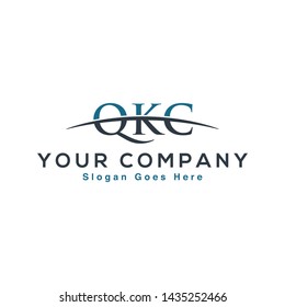 Initial letter QKC, overlapping movement swoosh horizon logo company design inspiration in red and dark blue color vector