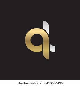 initial letter ql linked round lowercase logo gold silver black background