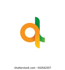 initial letter ql linked round lowercase logo orange green