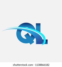 initial letter QL logotype company name colored blue and swoosh design. vector logo for business and company identity.
