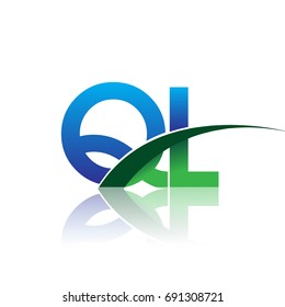 initial letter QL logotype company name colored blue and green swoosh design. vector logo for business and company identity.
