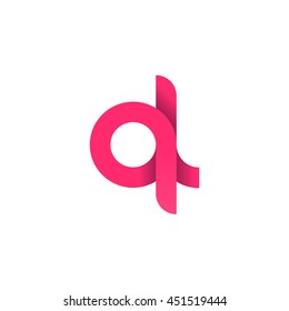initial letter ql modern linked circle round lowercase logo pink