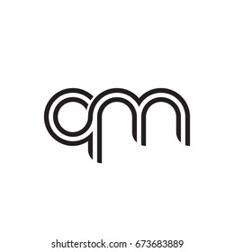 Initial letter qm, linked outline rounded lowercase, monogram black