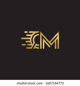 Initial Letter QM linked uppercase overlap modern gold logo vector design template. Suitable for business, consulting group company.