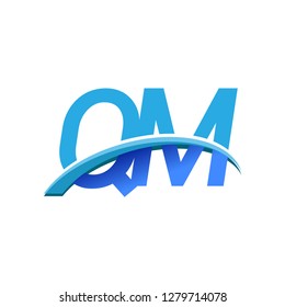 initial letter QM logotype company name colored blue and swoosh design. vector logo for business and company identity.