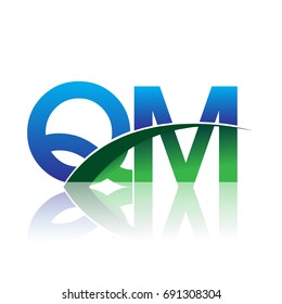 initial letter QM logotype company name colored blue and green swoosh design. vector logo for business and company identity.
