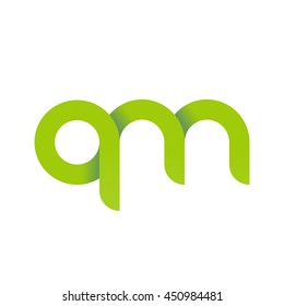 initial letter qm modern linked circle round lowercase logo green