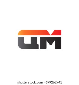 Initial letter QM, straight linked line bold logo, gradient fire red black colors