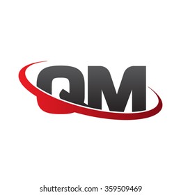 initial letter QM swoosh ring company logo red black