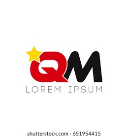 Initial letter qm yellow star logo red black