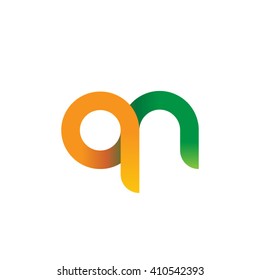 initial letter qn linked round lowercase logo orange green