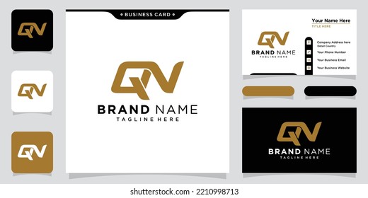 Initial Letter QN logo design template with business card design