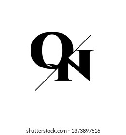 Initial Letter QN Monogram Sliced. Logo template isolated on white background