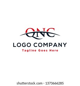 Initial letter QNC, overlapping movement swoosh horizon logo design inspiration in red and dark blue color vector