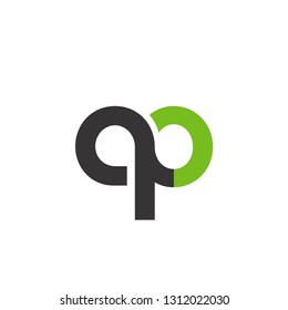 Initial Letter QO Linked Circle Lowercase Logo Black Green Icon Design Template Element - Vector
