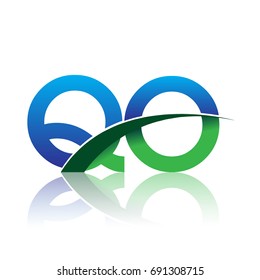 initial letter QO logotype company name colored blue and green swoosh design. vector logo for business and company identity.

