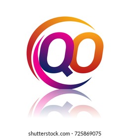 initial letter QO logotype company name orange and magenta color on circle and swoosh design. vector logo for business and company identity.