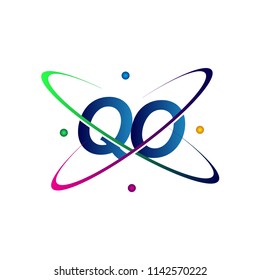 initial letter QO logotype science icon colored blue, red, green and yellow swoosh design. vector logo for business and company identity.
