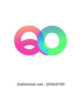Initial Letter QO Lowercase Logo green, pink and Blue, Modern and Simple Logo Design.