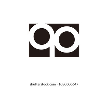 Initial letter qo lowercase logo black and white