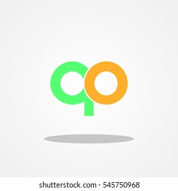 Initial letter QO lowercase logo design template tosca orange