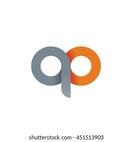 initial letter qo, qp, modern linked circle round lowercase logo orange gray