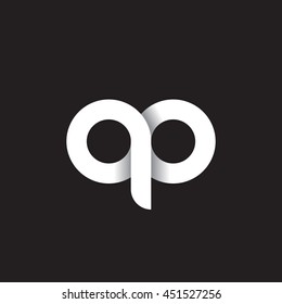 initial letter qo, qp, modern linked circle round lowercase logo white black background