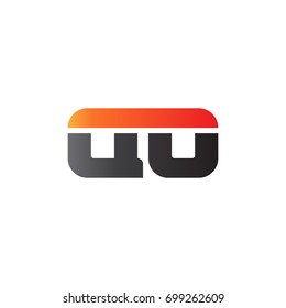 Initial letter QO, straight linked line bold logo, gradient fire red black colors