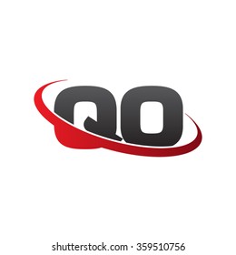 initial letter QO swoosh ring company logo red black