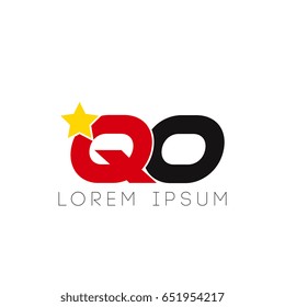 Initial letter qo yellow star logo red black