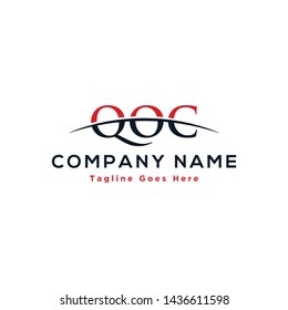 Initial letter QOC, overlapping movement swoosh horizon logo company design inspiration in red and dark blue color vector