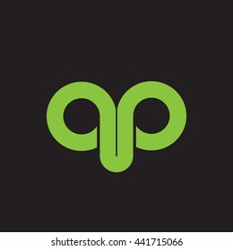 initial letter qp linked round lowercase logo green