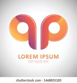 initial letter qp logo lowercase yellow and purples gradient modern and simple logo design