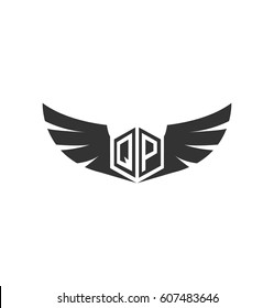 Initial letter QP logo with wings icon