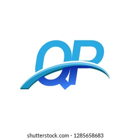initial letter QP logotype company name colored blue and swoosh design. vector logo for business and company identity.