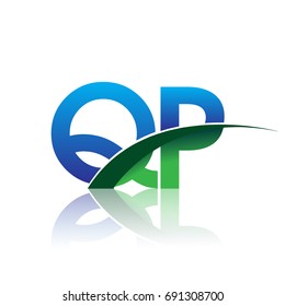 initial letter QP logotype company name colored blue and green swoosh design. vector logo for business and company identity.
