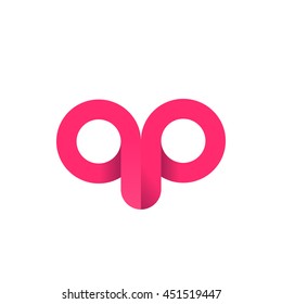 initial letter qp modern linked circle round lowercase logo pink