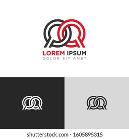 Initial Letter QQ linked uppercase overlap modern logo design template. Suitable for business, consulting group company