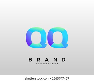 Initial letter QQ logo with colorful background, letter combination logo design for creative industry, web, business and company. - Vector