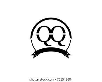 initial letter QQ logo monogram retro black