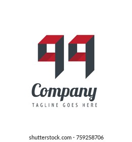 Initial Letter QQ Logo With Ribbon Style
