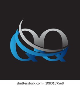 initial letter QQ logotype company name colored blue and grey swoosh design. vector logo for business and company identity.
