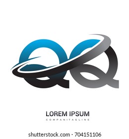 initial letter QQ logotype company name colored blue and grey swoosh design. logo design for business and company identity.